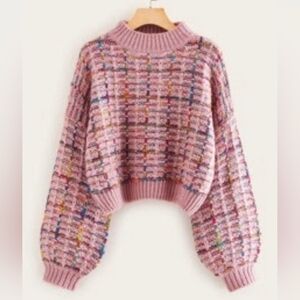 Shein - Cozy Cropped Multicolor Knit Sweater - M